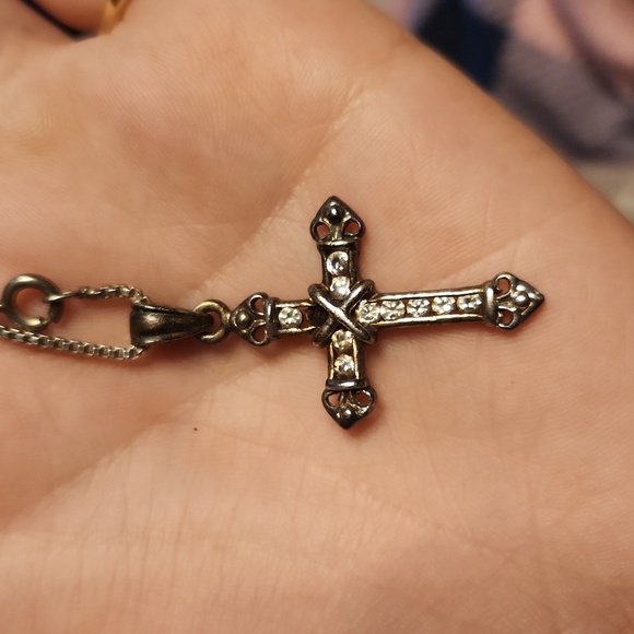 Vintage Sterling Silver Cross Necklace - Picture 1 of 4